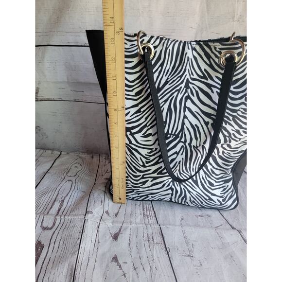 Zebra Print Tote Bag Purse Black White Shoulder Handbag Large Carryall Unbranded - Picture 3 of 14